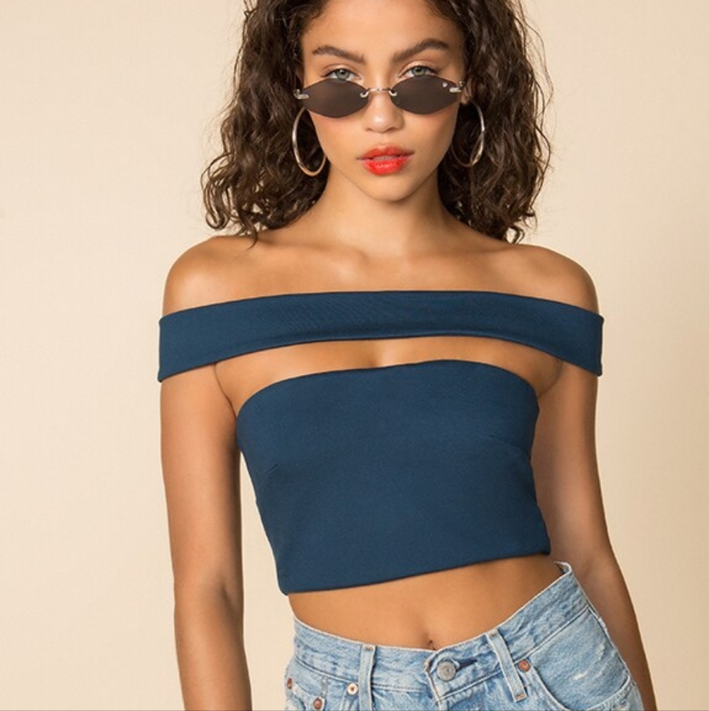 NWT RARE *SOLD OUT* Superdown Bea Crop Top in Teal Blue from Revolve